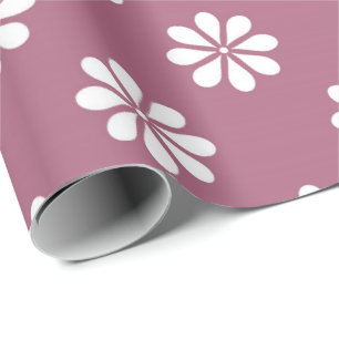Witte madeliefjes met roze achtergrond cadeaupapier