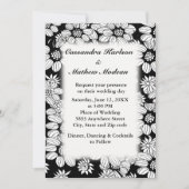 Witte madeliefjes met zwarte achtergrond bruiloft kaart (Voorkant)