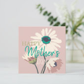 Witte Madeliefjes Moderne Bloemen Bloei Moederdag Feestdagenkaart (Staand voorkant)