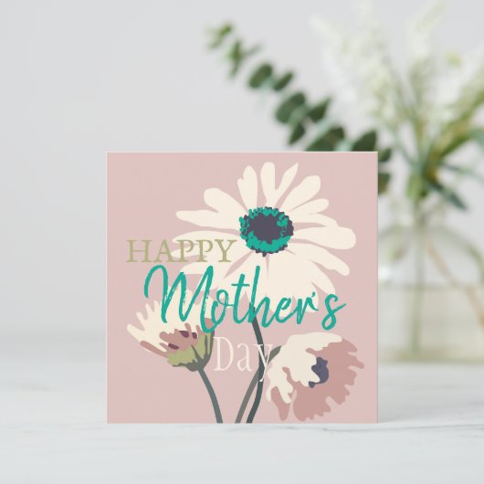 Witte Madeliefjes Moderne Bloemen Moederdag Feestdagenkaart (Staand voorkant)