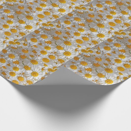 Witte madeliefjes: mooie bloemige achtergrond cadeaupapier (Hoek)