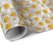 Witte madeliefjes: mooie bloemige achtergrond cadeaupapier (Rol Hoek)