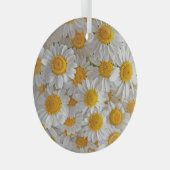 Witte madeliefjes: mooie bloemige achtergrond glas ornament (Voorkant Rechts)