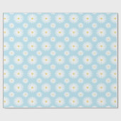 Witte Madeliefjes Op Blauwe Cadeaupapier (Vlak)