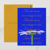 Witte Madeliefjes op Blauwe Canvas Tijd om te Gene Briefkaart (Voorkant / Achterkant)