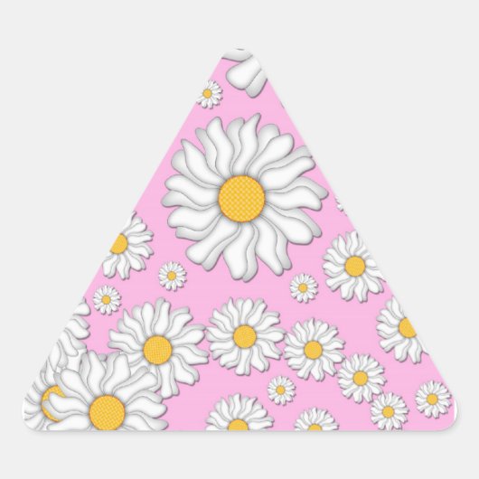 Witte Madeliefjes op Bleekroze Achtergrond Sticker (Voorkant)