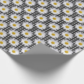 Witte Madeliefjes Op Gingham Cadeaupapier (Hoek)