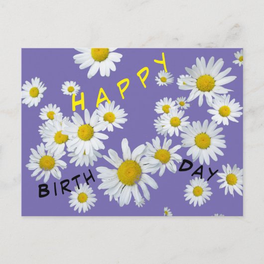 Witte madeliefjes op maat gemaakte Happy Birthday Briefkaart (Voorkant)