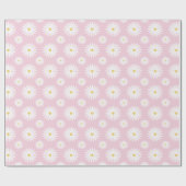 Witte Madeliefjes Op Roze Cadeaupapier (Vlak)