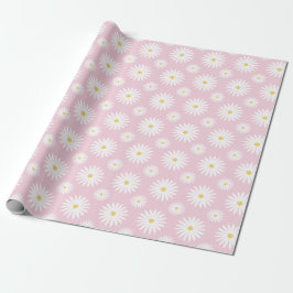Witte Madeliefjes Op Roze Cadeaupapier