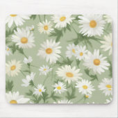 Witte madeliefjes op salie groen muismat (Voorkant)