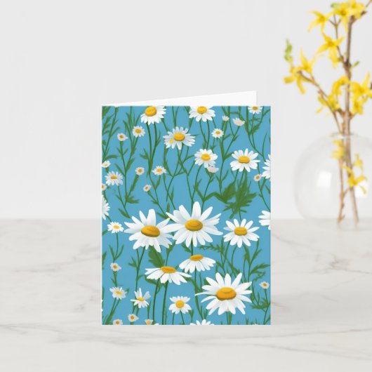 Witte madeliefjes op turkoois kaart (Gele Bloem)