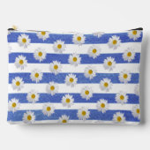 Witte madeliefjes op Waterverf blauwe strepen Etui (Voorkant)