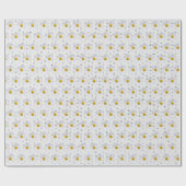 Witte madeliefjes op zilveren Stippen Cadeaupapier (Vlak)