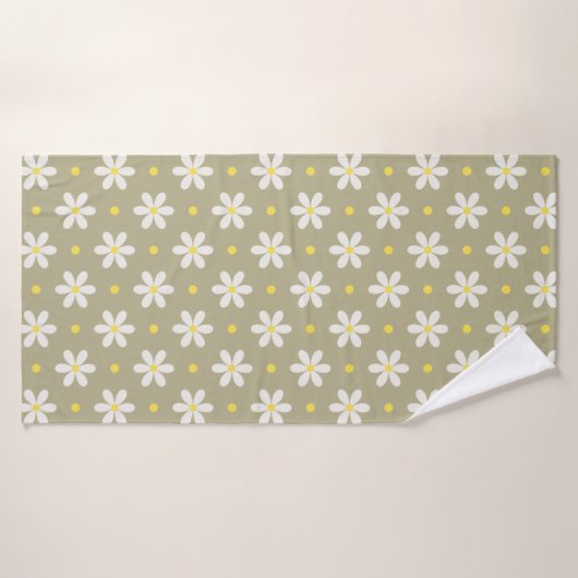 Witte Madeliefjes Patroon Aangepaste Achtergrond Bad Handdoek (Badhanddoek)