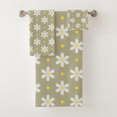 Witte Madeliefjes Patroon Aangepaste Achtergrond Bad Handdoek (Insitu)