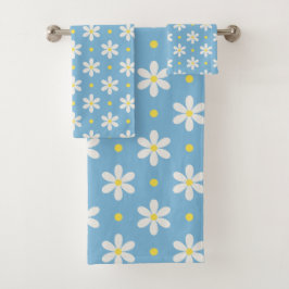 Witte Madeliefjes Patroon Aangepaste Achtergrond Bad Handdoek