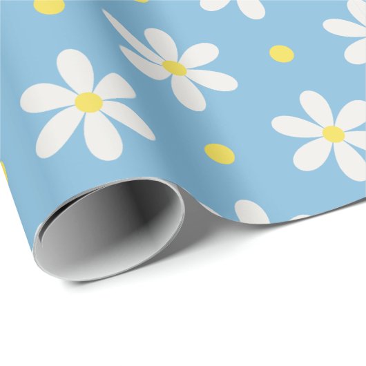 Witte Madeliefjes Patroon Aangepaste Achtergrond Cadeaupapier (Rol Hoek)