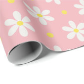 Witte Madeliefjes Patroon Aangepaste Achtergrond Cadeaupapier (Rol Hoek)