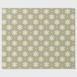 Witte Madeliefjes Patroon Aangepaste Achtergrond Cadeaupapier