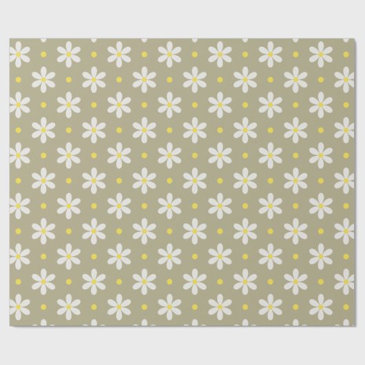 Witte Madeliefjes Patroon Aangepaste Achtergrond Cadeaupapier (Vlak)