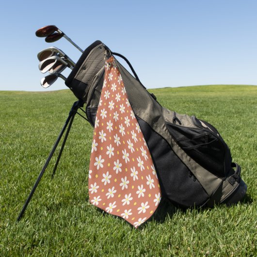Witte Madeliefjes Patroon Aangepaste Achtergrond Golfhanddoek (Groen)