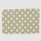 Witte Madeliefjes Patroon Aangepaste Achtergrond Golfhanddoek (Horizontaal)