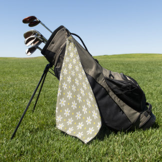 Witte Madeliefjes Patroon Aangepaste Achtergrond Golfhanddoek
