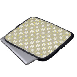 Witte Madeliefjes Patroon Aangepaste Achtergrond Laptop Sleeve