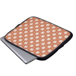 Witte Madeliefjes Patroon Aangepaste Achtergrond Laptop Sleeve