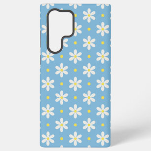 Witte Madeliefjes Patroon Aangepaste Achtergrond Samsung Galaxy Hoesje