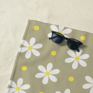 Witte Madeliefjes Patroon Aangepaste Achtergrond Strandlaken