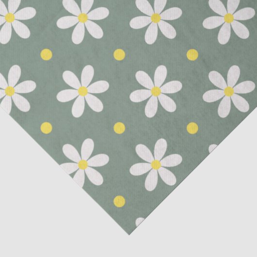 Witte Madeliefjes Patroon Aangepaste Achtergrond Tissuepapier (Detail)
