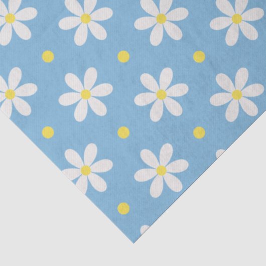 Witte Madeliefjes Patroon Aangepaste Achtergrond Tissuepapier (Detail)