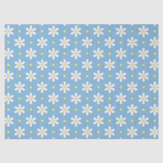 Witte Madeliefjes Patroon Aangepaste Achtergrond Tissuepapier (Voorkant)