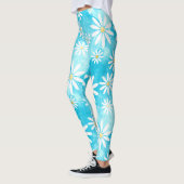 witte madeliefjes patroon blauwe verloop kleurblok leggings (Links)