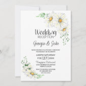 Witte Madeliefjes Trouwreceptie Kaart (Voorkant)