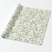 Witte Madeliefjes Verjaardag Cadeaupapier (Uitgerold)