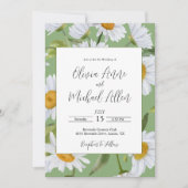 Witte Madeliefjes Watercolor Groene Trouw Uitnodig Kaart (Voorkant)