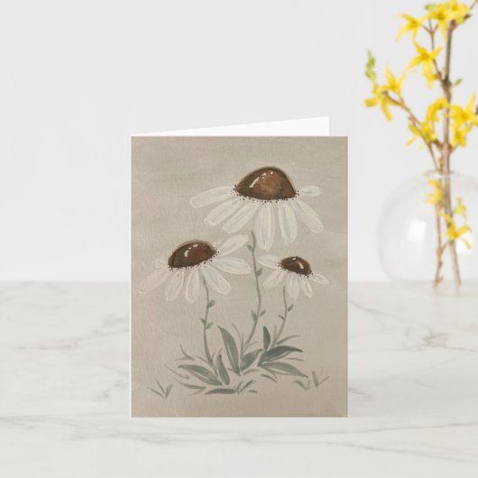 Witte madeliefjes waterverf blanco kaart (Gele Bloem)