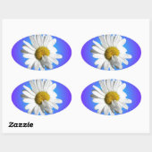 Witte Madeliefjesbloem Bloemig Paarsblauw Verloop Ovale Sticker (Vel)