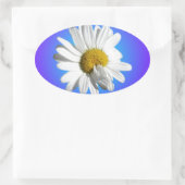 Witte Madeliefjesbloem Bloemig Paarsblauw Verloop Ovale Sticker (Tas)