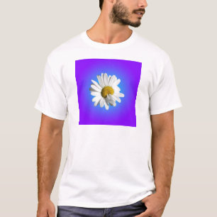 Witte Madeliefjesbloem Bloemig Paarsblauw Verloop T-shirt