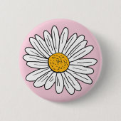 Witte Madeliefjesbloem Bloemige Doodle Kunst Ronde Button 5,7 Cm (Voorkant)