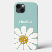 Witte Madeliefjesbloem Personaliseer Naam Verjaard Case-Mate iPhone Case (Achterkant)