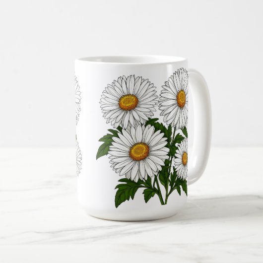 Witte Madeliefjescluster Koffiemok (Voorkant rechts)