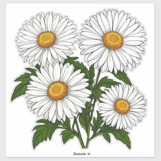 Witte Madeliefjescluster Sticker (Vel)