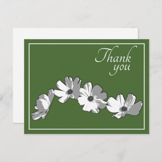 Witte Madeliefjesketting Groene Achtergrond Dank J Briefkaart (Voorkant / Achterkant)