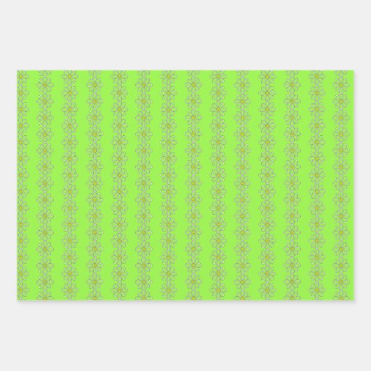 Witte madeliefketting op lime groene achtergrond inpakpapier vel (Voorkant 3)