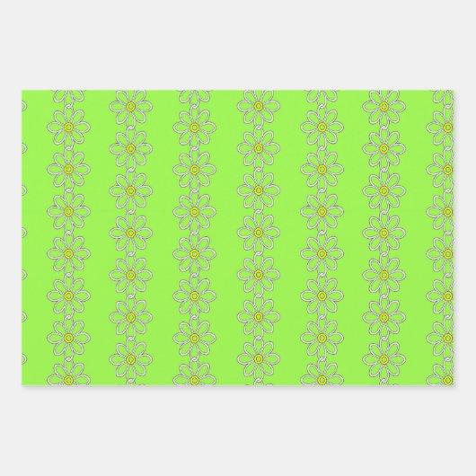 Witte madeliefketting op lime groene achtergrond inpakpapier vel (Voorkant)